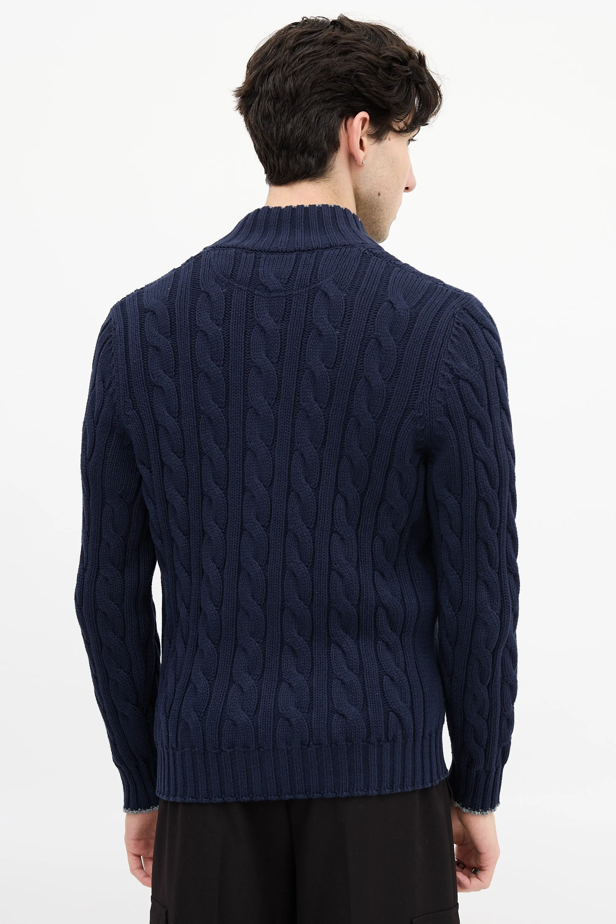 Navy Cable Knit Cardigan