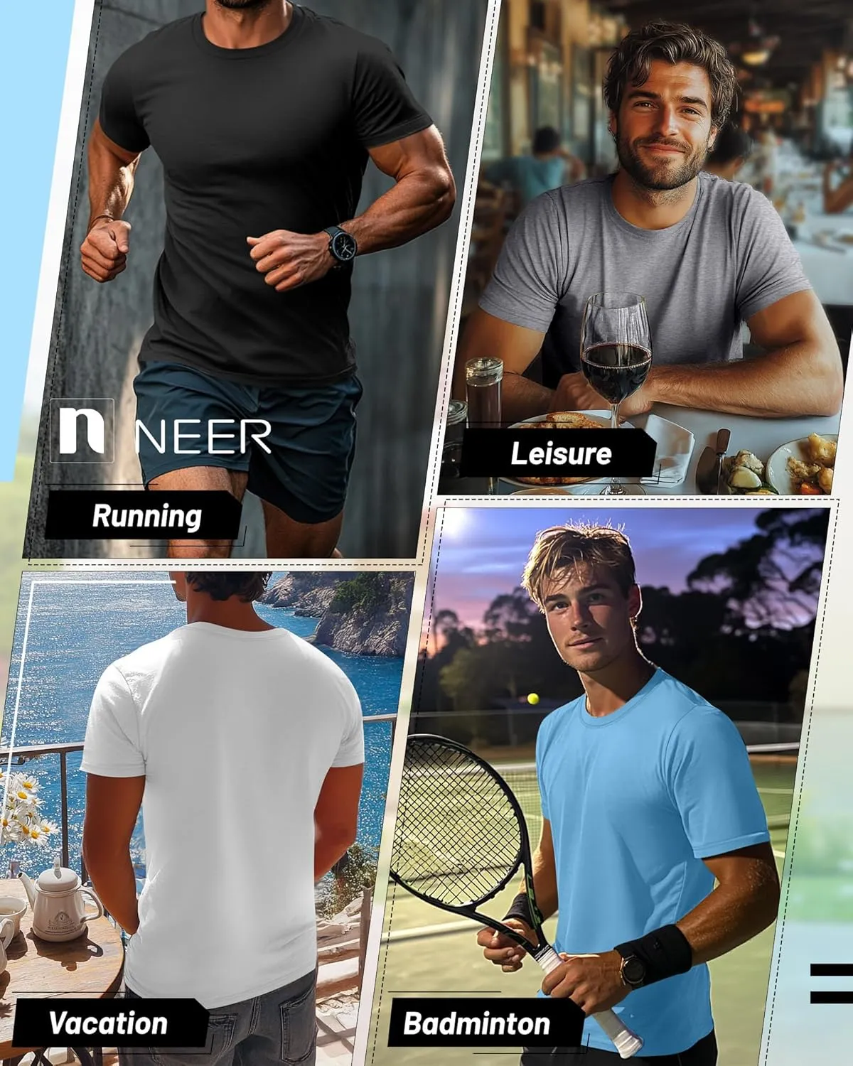 Neer 7 Pack Men's Big and Tall Shirts Summer Cotton Short Sleeve Tee Crew Neck Casual Top Basic Oversize T Shirts