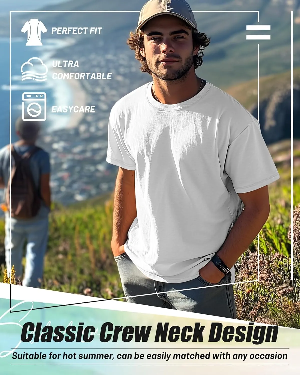 Neer 7 Pack Men's Big and Tall Shirts Summer Cotton Short Sleeve Tee Crew Neck Casual Top Basic Oversize T Shirts