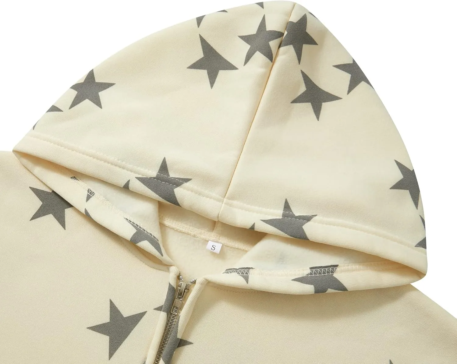 Newbgclo Women Zip Up Hoodies Y2k Vintage Stars Graphic Oversized Long Sleeve Sweatshirt E-Girl Aesthetic Jacket Streetwear