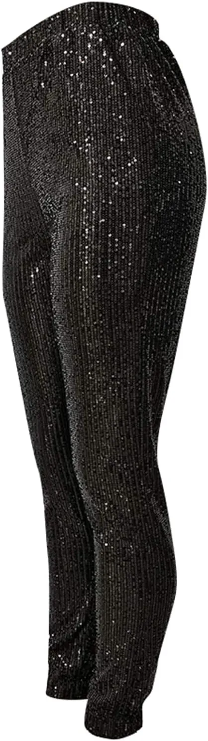 nqgsntc Women Casual Sequin Sparkle Glitter High Waist Pencil Pants Trousers Clubwear