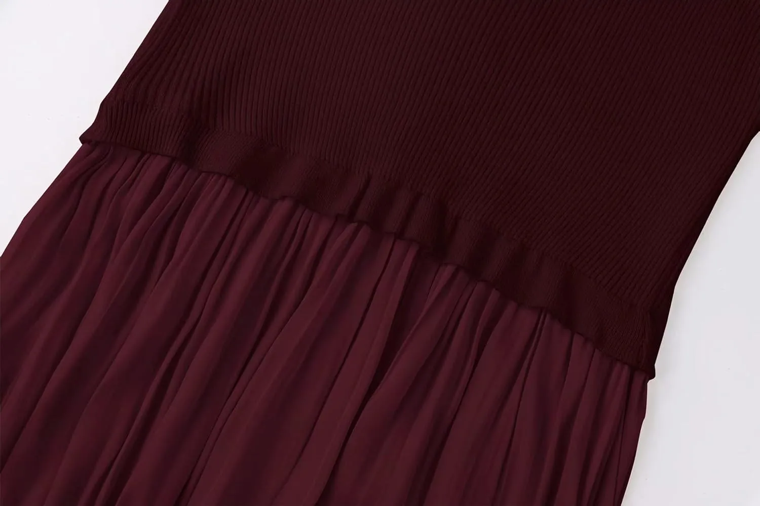 OLAPTA Women Mock Neck Patchwork Pleated Sweater Dress Short Sleeve Swing Knitted Solid Slim Fit Fashion Mini Dress Trendy
