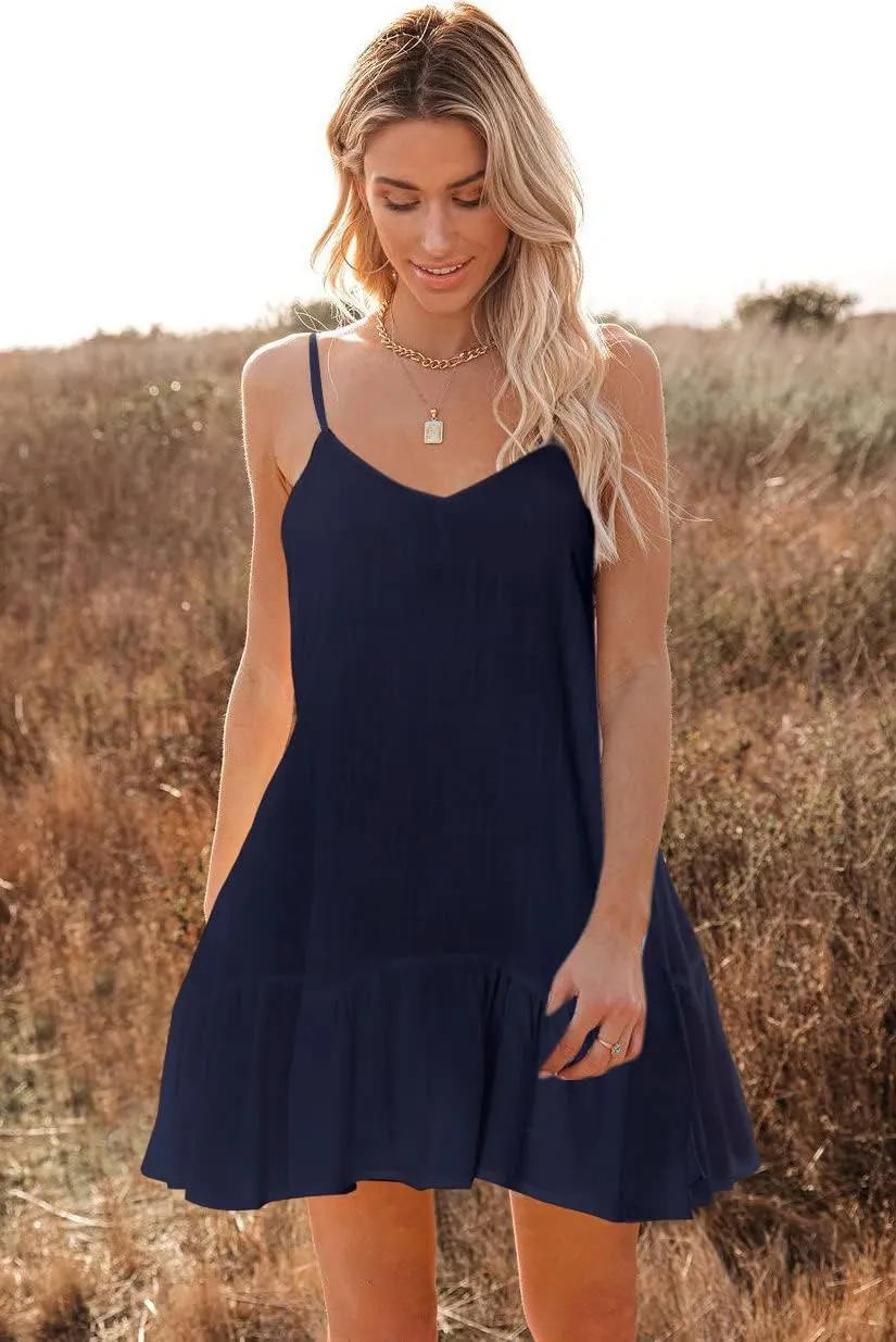OLYCN Womens Summer Swimsuit Cover Up Loose Sleeveless Bikini Coverups Casual Cami Beach Dress