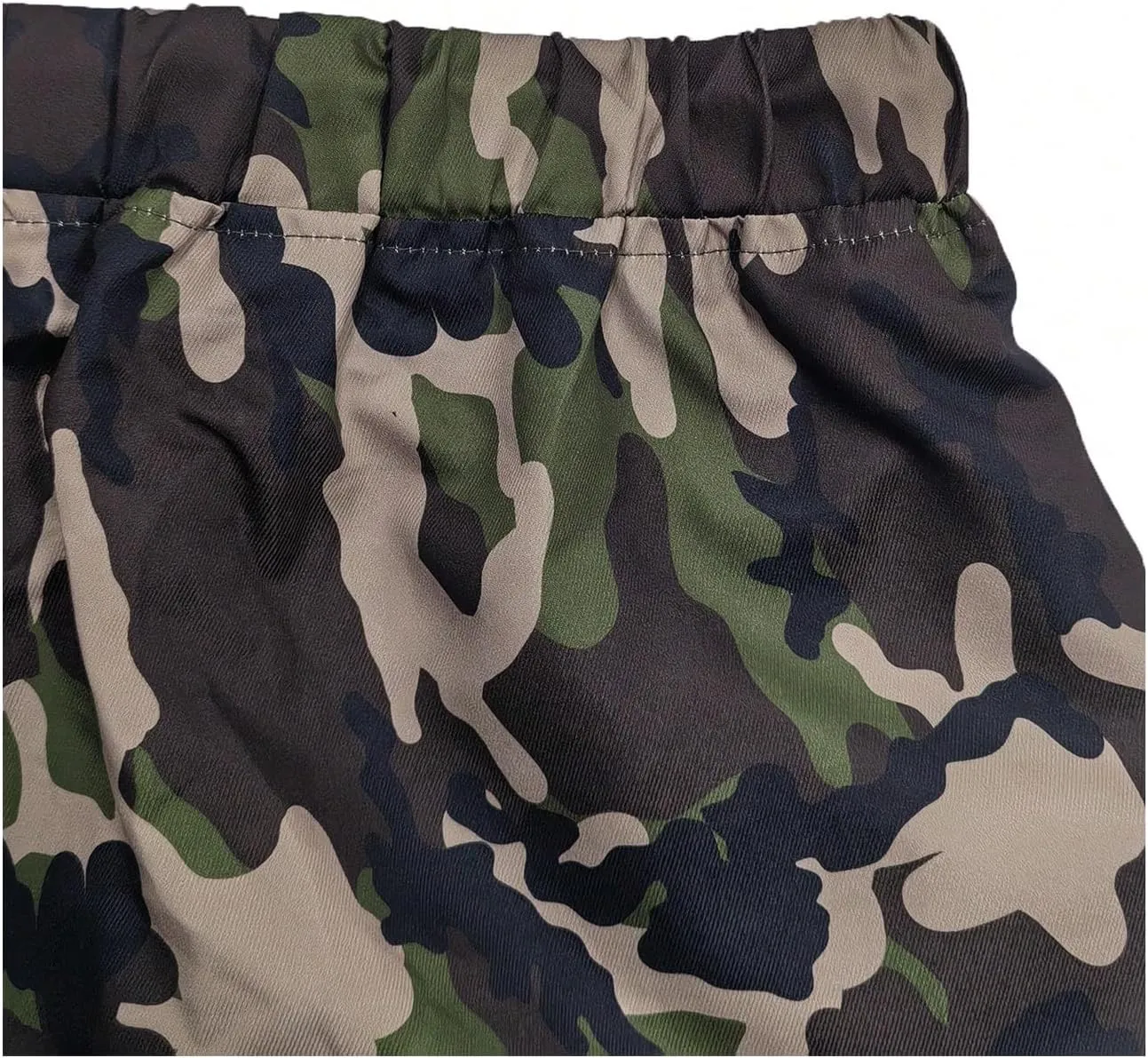 OYOANGLE Men's Camo Print Baggy Cargo Pants Elastic Drawstring Waist Wide Leg Trousers Streetwear