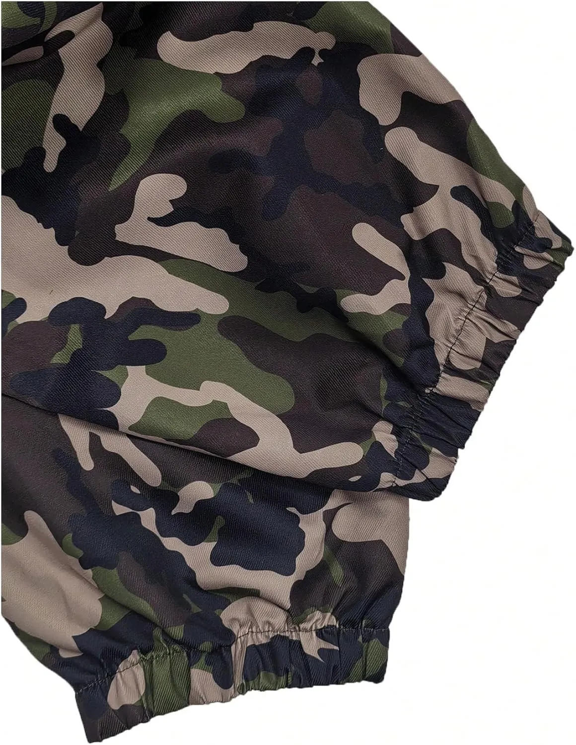 OYOANGLE Men's Camo Print Baggy Cargo Pants Elastic Drawstring Waist Wide Leg Trousers Streetwear