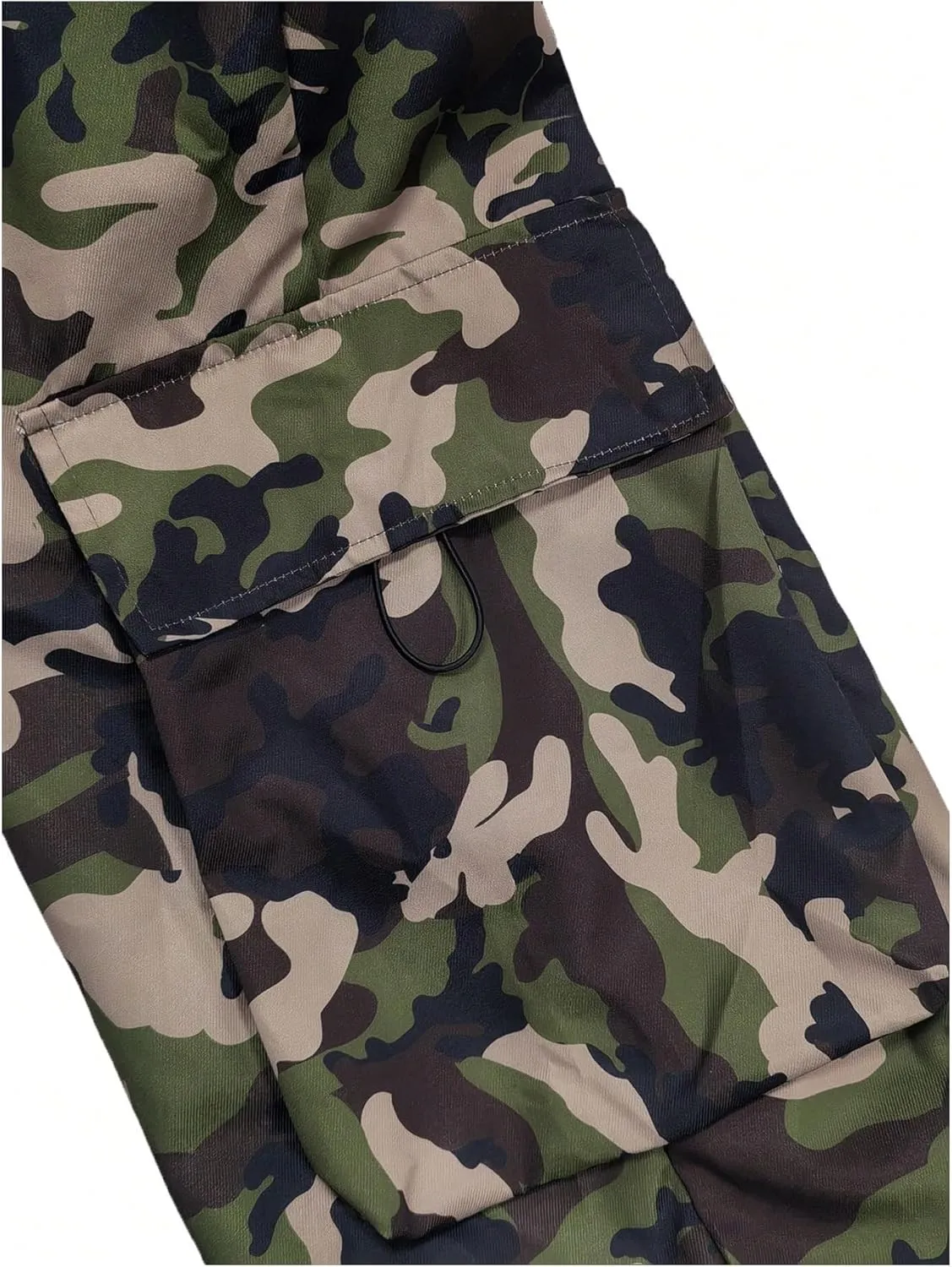 OYOANGLE Men's Camo Print Baggy Cargo Pants Elastic Drawstring Waist Wide Leg Trousers Streetwear