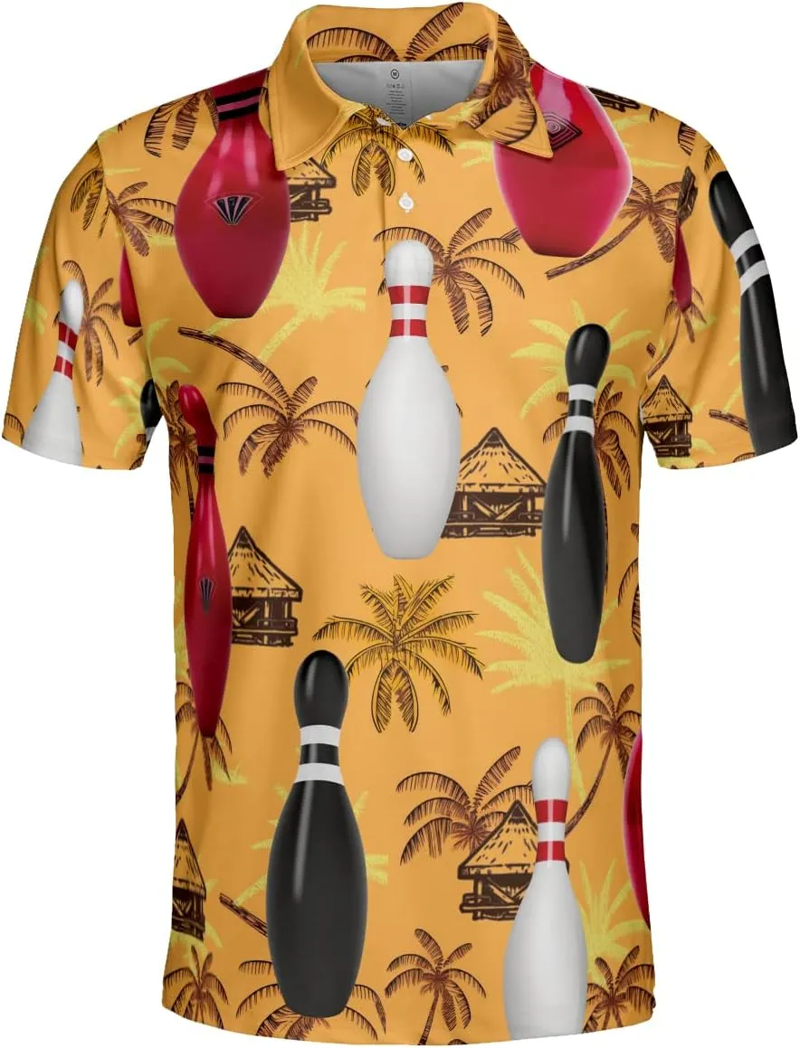 Personalized Men's Bowling Polo Shirts - Quick Dry Short Sleeve Polo Shirts for Bowling Tournaments Series 01