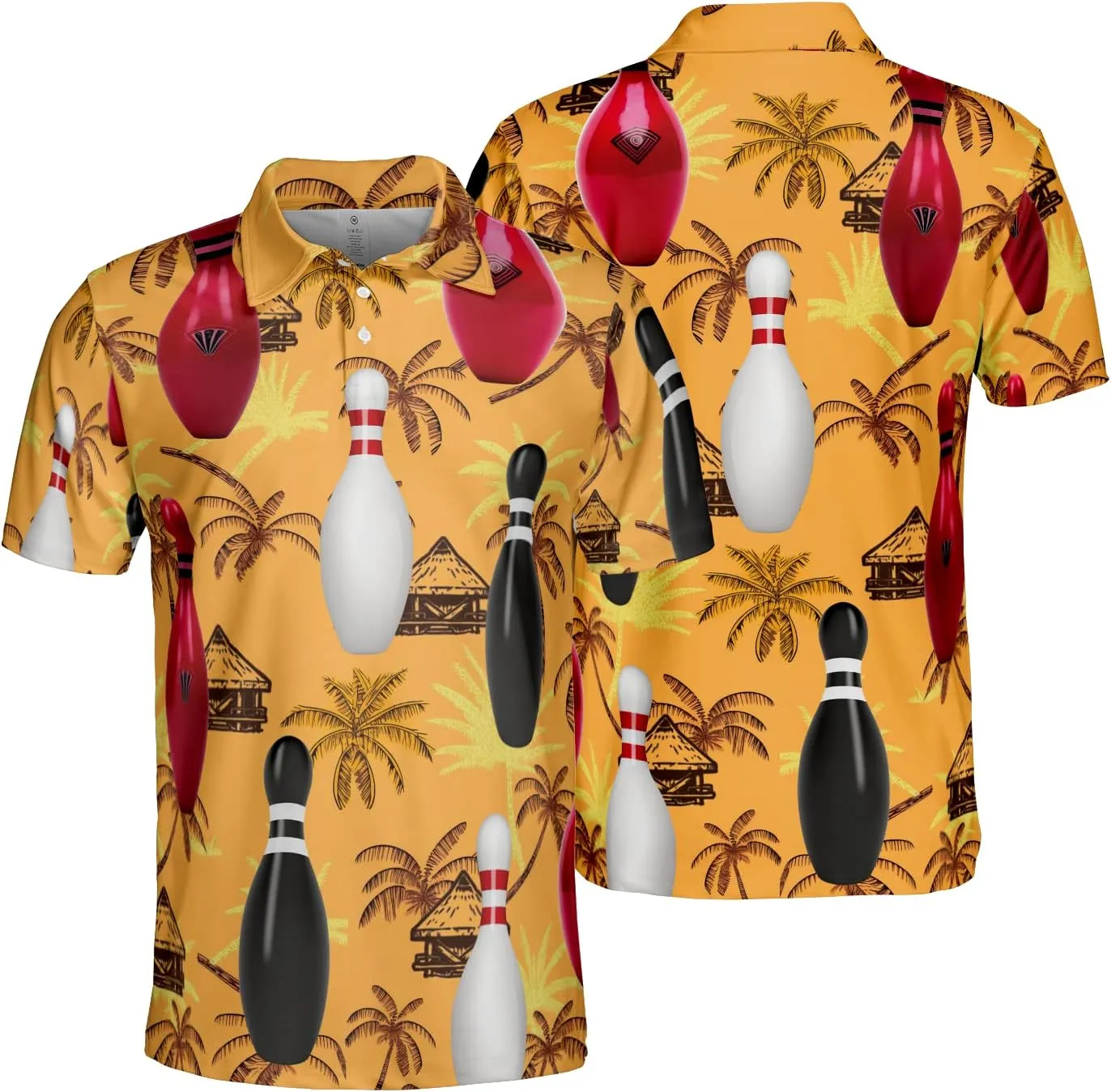 Personalized Men's Bowling Polo Shirts - Quick Dry Short Sleeve Polo Shirts for Bowling Tournaments Series 01