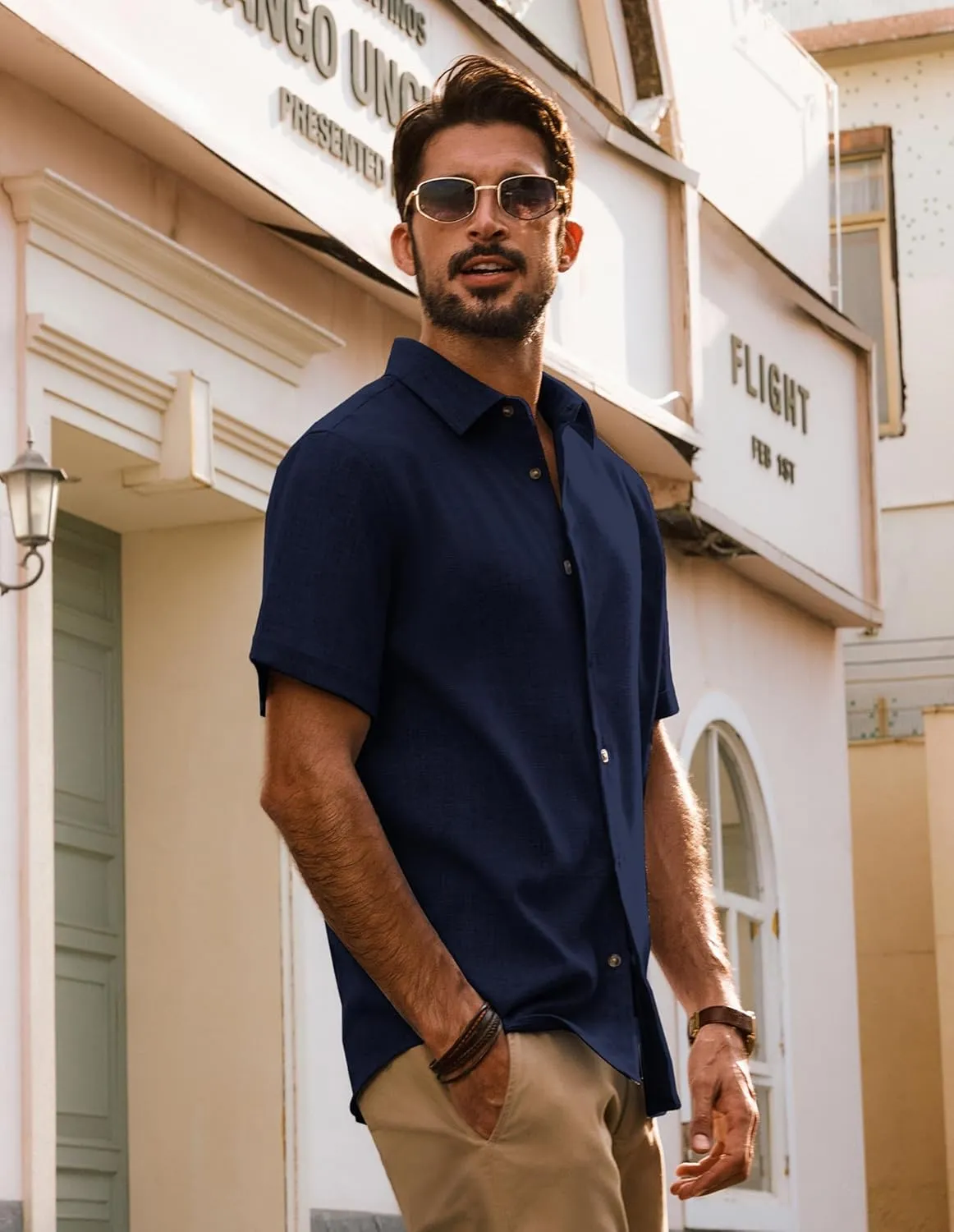 PJ PAUL JONES Mens Casual Shirts Short Sleeve Button Down Shirt Lightweight Summer Shirts