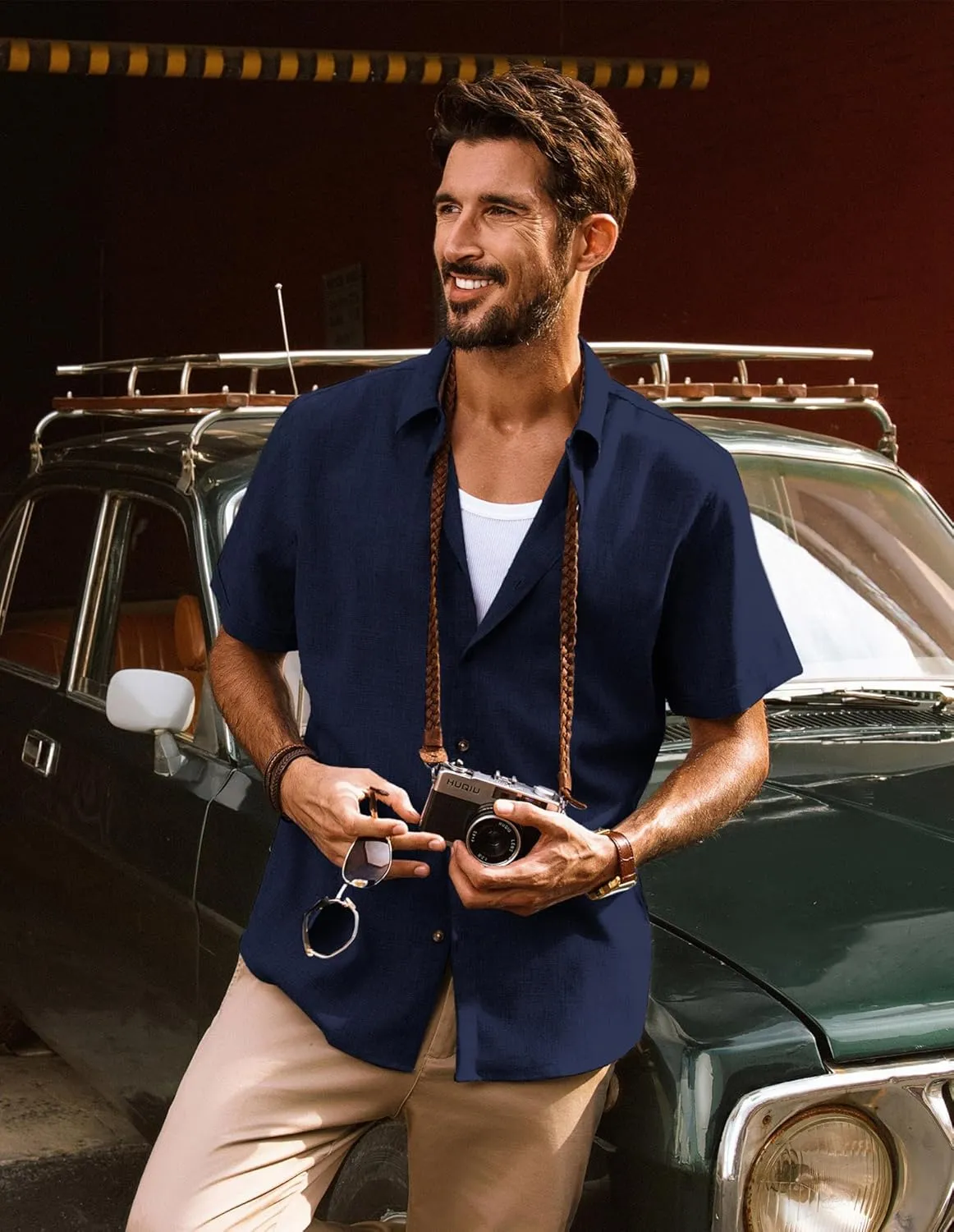 PJ PAUL JONES Mens Casual Shirts Short Sleeve Button Down Shirt Lightweight Summer Shirts