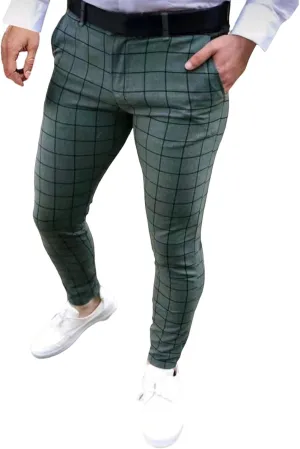 Plaid Suit Pants for Men Slim Fit Tapered Flat Front Dress Pants Business Casual Fashion Golf Pencil Chinos Pants