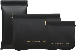 Pocket Cosmetic Bag Set, 3 Pieces Small Makeup Bag for Purse Waterproof Self-Closing Portable Travel Makeup Pouch Mini Travel Storage bag for Cosmetics Headphones Jewelry (Black)