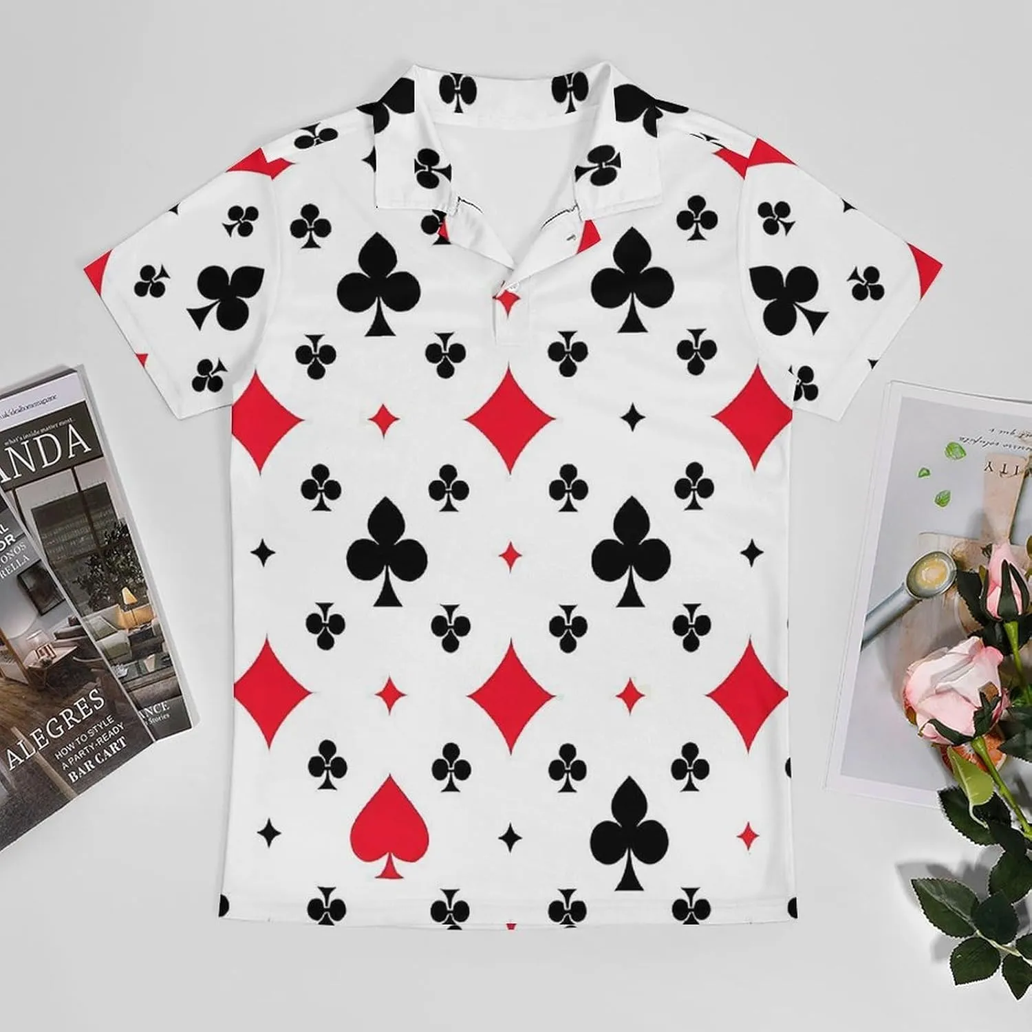 Poker Clubs Spades Diamonds Classic Polo Shirts for Men Quick Dry Short Sleeve Fit Golf Tees Casual Tops