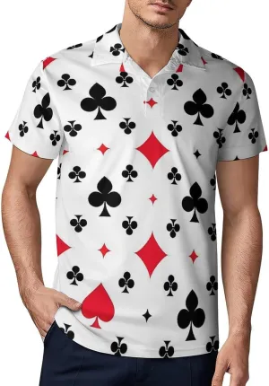 Poker Clubs Spades Diamonds Classic Polo Shirts for Men Quick Dry Short Sleeve Fit Golf Tees Casual Tops
