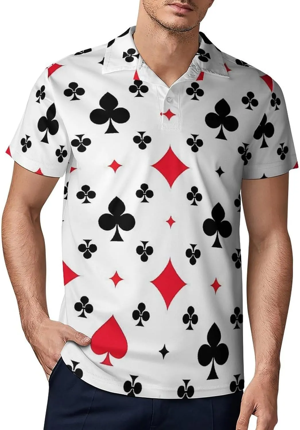 Poker Clubs Spades Diamonds Classic Polo Shirts for Men Quick Dry Short Sleeve Fit Golf Tees Casual Tops