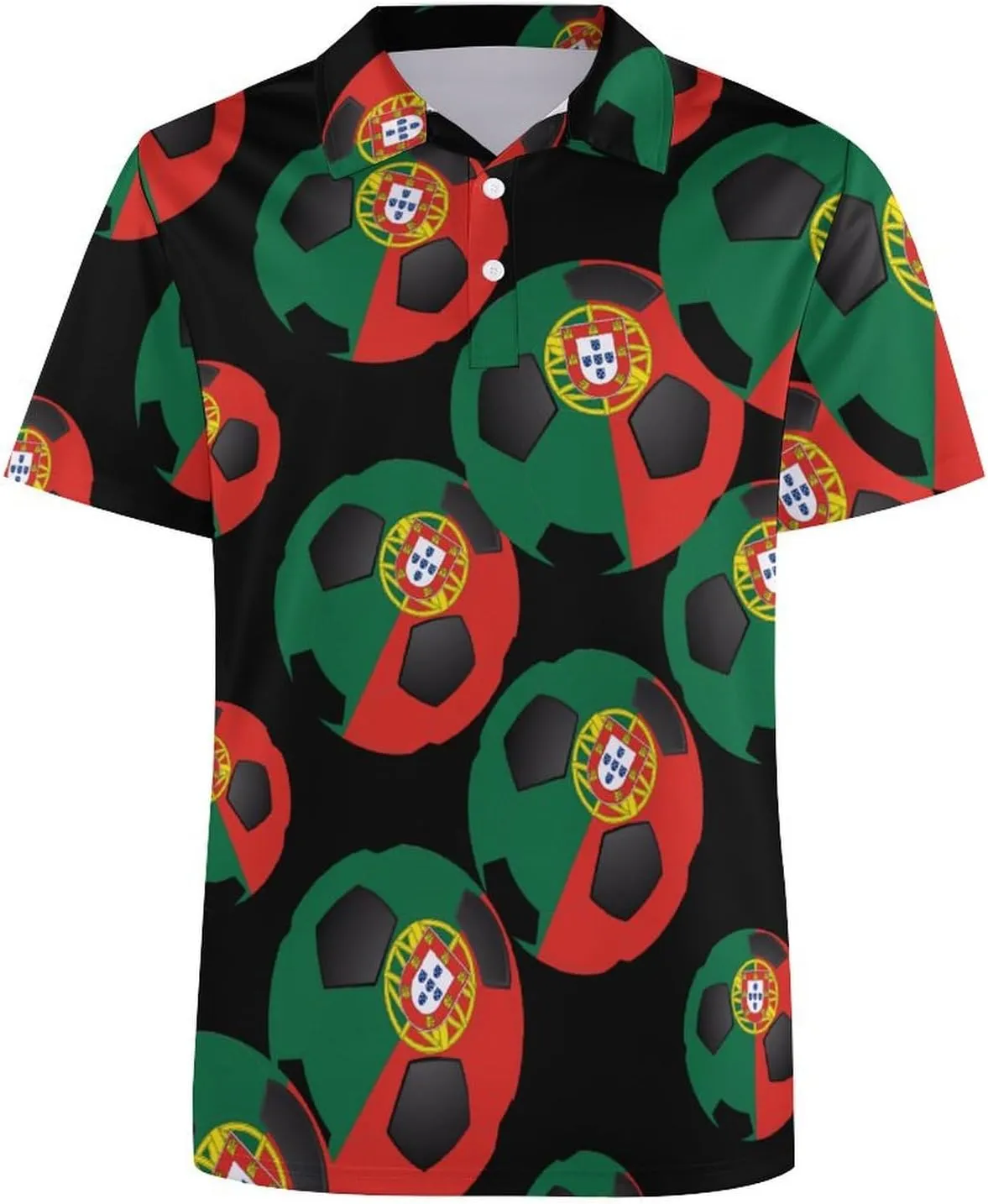 Portuguese Soccer Ball Portugal Flag Mens Polo Shirts Quick Dry Short Sleeve T-shirts Slim Tennis Collared Tees Tops
