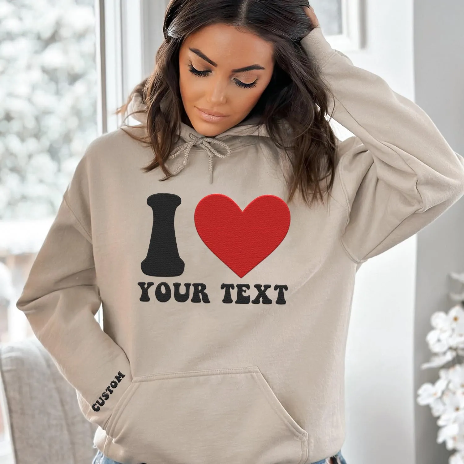 Premium Custom Text Embroidered Hoodie, Oversized Sweatshirts Women, Birthday Gifts Mothers Day- Size S to 4XL