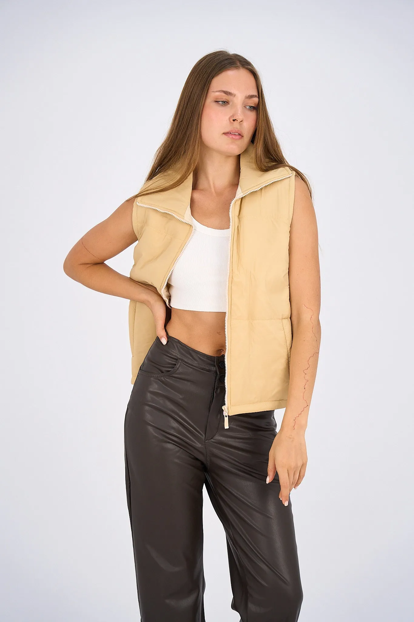 Puffer Vest - Light Beige