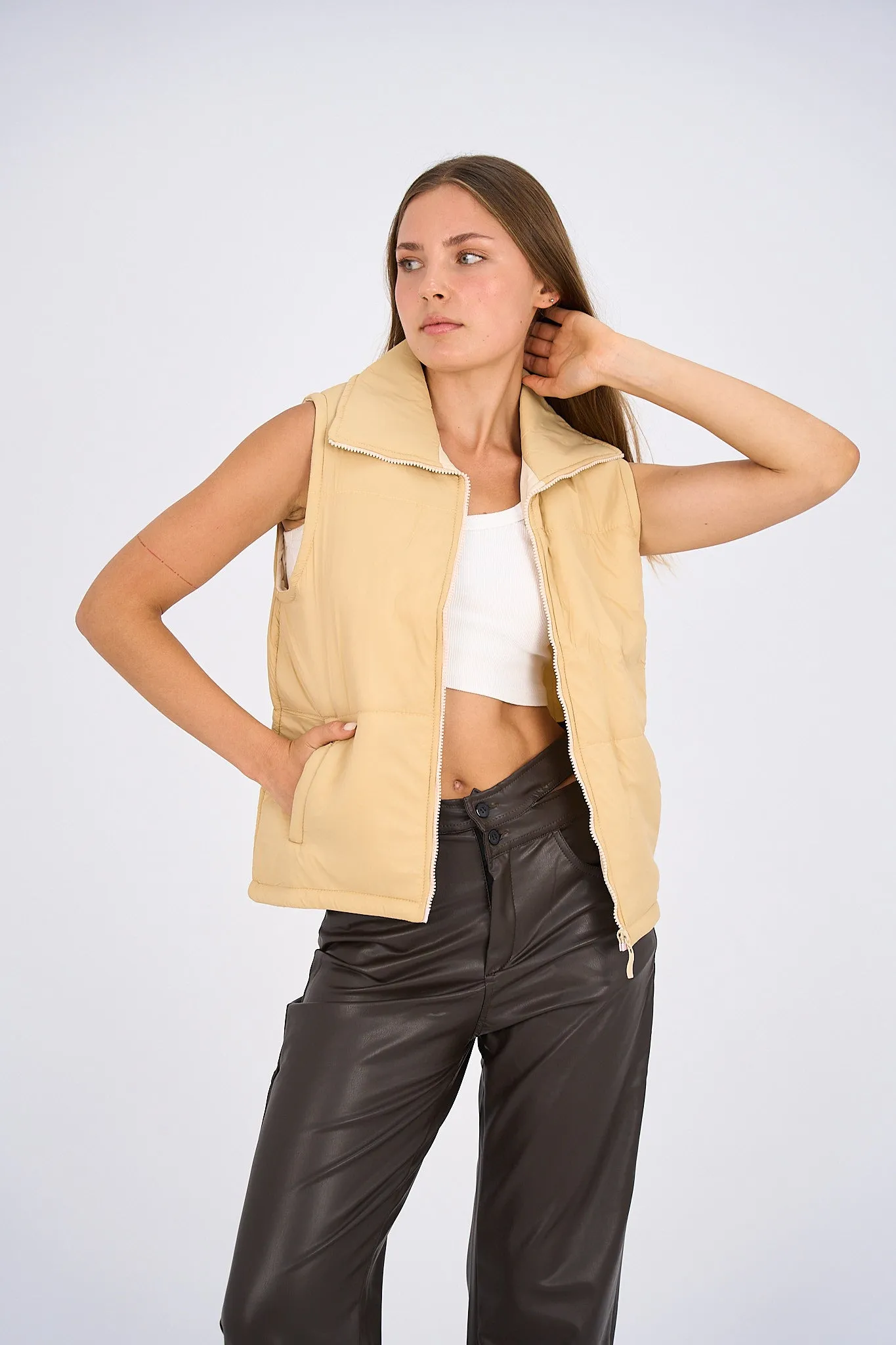 Puffer Vest - Light Beige