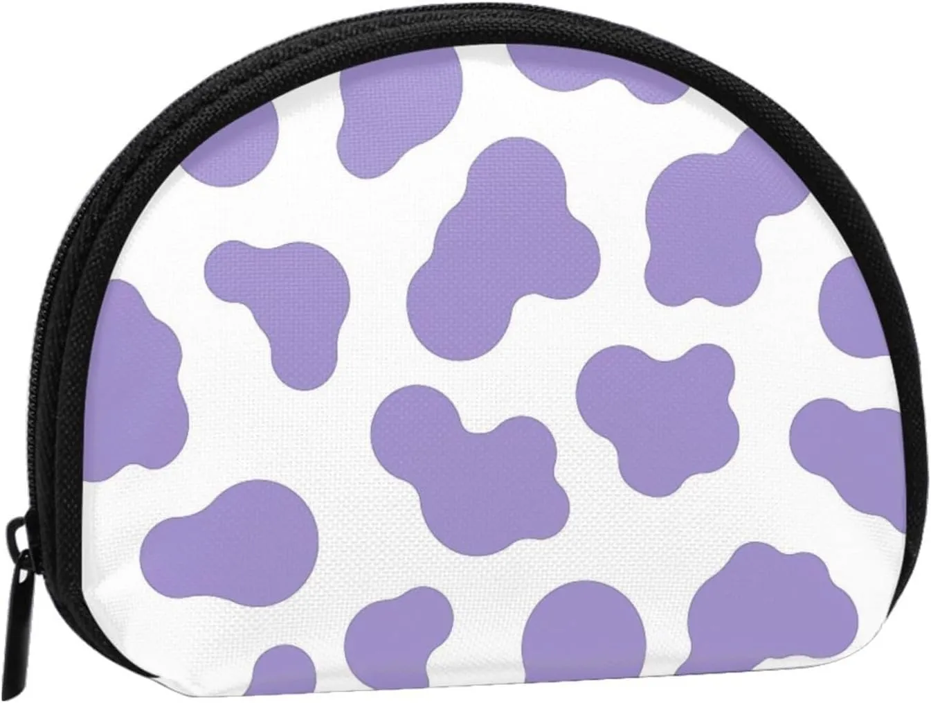 Purple Cow Print Coin Purse Mini Wallet Change Pouch Key Holder Zipper Small Cosmetic Makeup Storage Bags