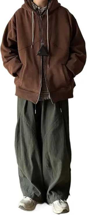 Retro Casual Pants Men Loose Solid Color Wide-Leg Trousers Japanese Oversize Harem Pants Spring Autumn