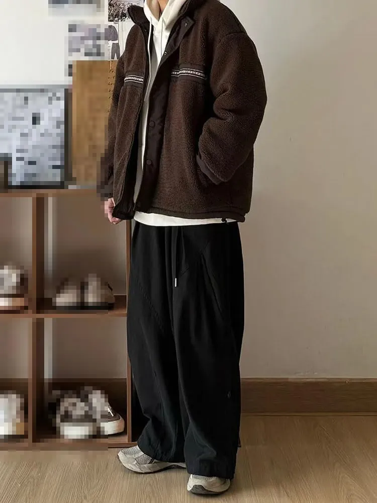 Retro Casual Pants Men Loose Solid Color Wide-Leg Trousers Japanese Oversize Harem Pants Spring Autumn