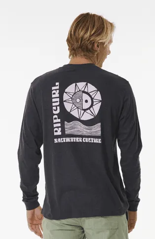Rip Curl Salt Water Culture Lines Long Sleeve Tee Washed Black