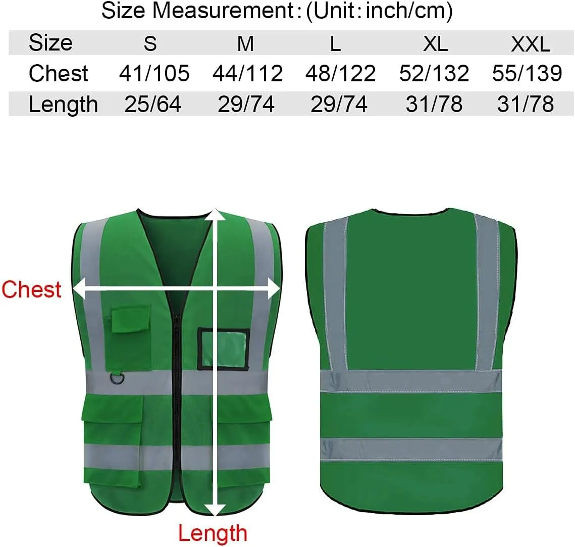 Safety Vest Custom Logo High Visibility Reflective Vest Class 2 Construction Workwear with 5 Pockets