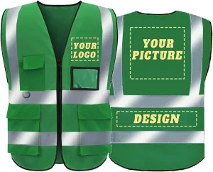 Safety Vest Custom Logo High Visibility Reflective Vest Class 2 Construction Workwear with 5 Pockets