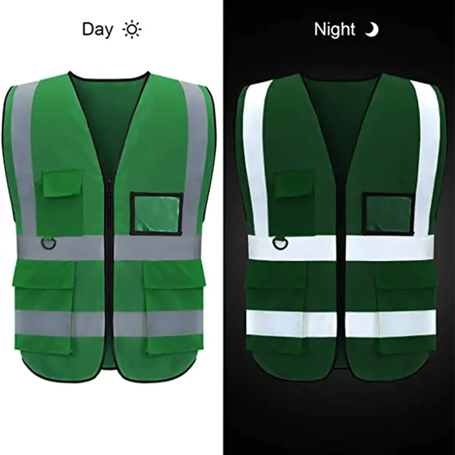 Safety Vest Custom Logo High Visibility Reflective Vest Class 2 Construction Workwear with 5 Pockets