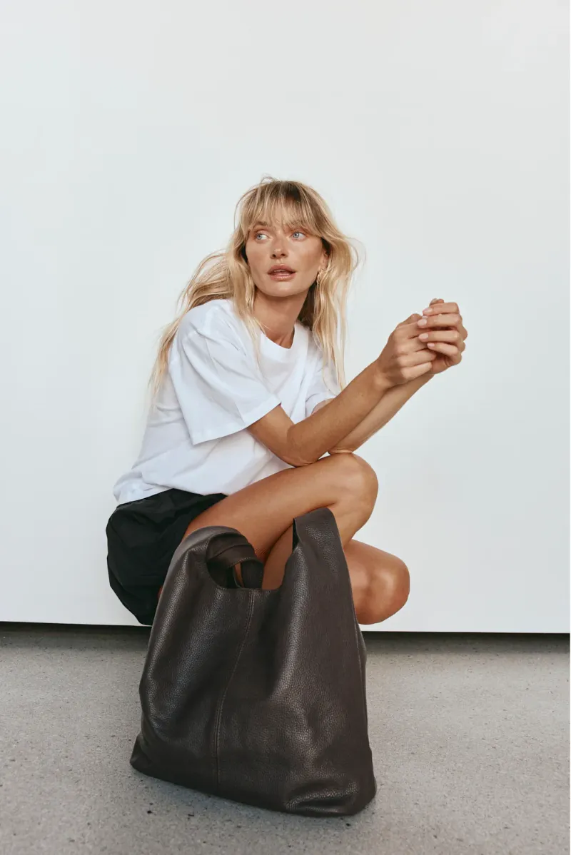 Scarlett Dark Chocolate Leather Hobo