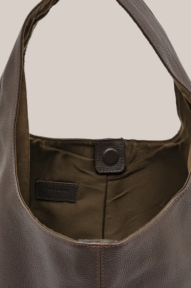 Scarlett Dark Chocolate Leather Hobo