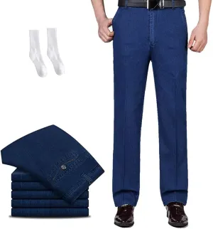 Senistyle Jeans for Men, JettJeans3 - Men's Classic Straight Fit Stretch Jeans for Older Men