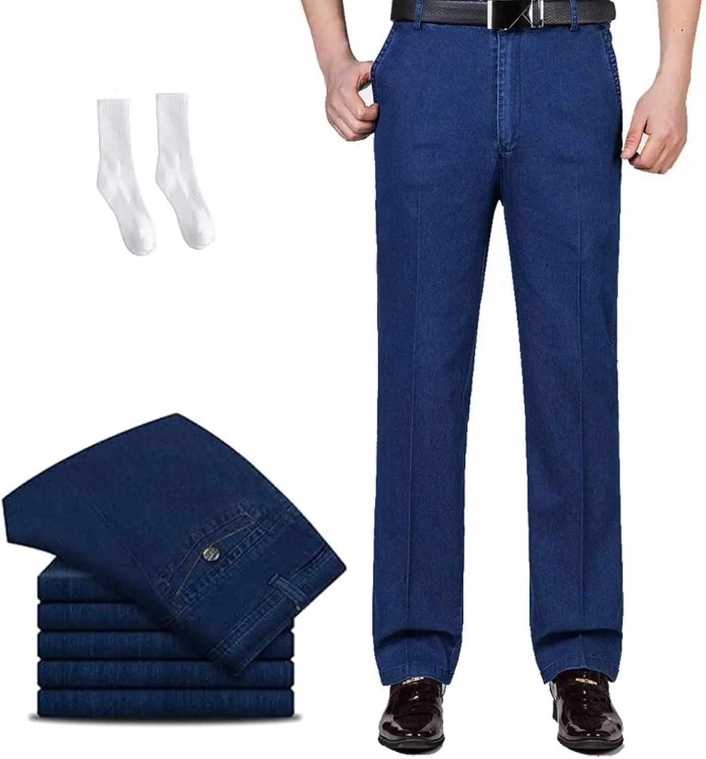 Senistyle Jeans for Men, JettJeans3 - Men's Classic Straight Fit Stretch Jeans for Older Men