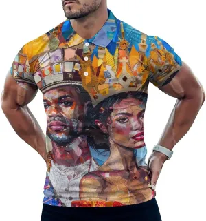 Sexy King Couple Painting Mens Polo Shirts Quick Dry Short Sleeve Golf Slim Fit T Shirt