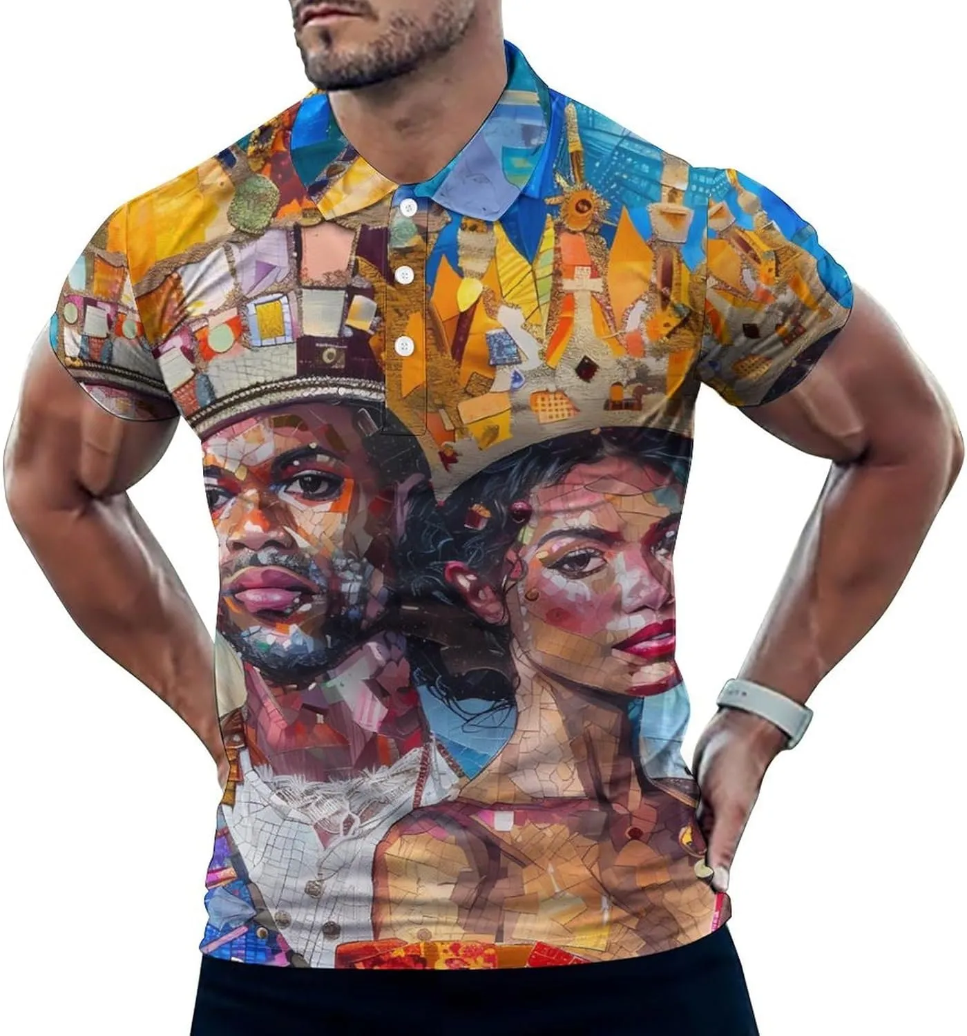 Sexy King Couple Painting Mens Polo Shirts Quick Dry Short Sleeve Golf Slim Fit T Shirt
