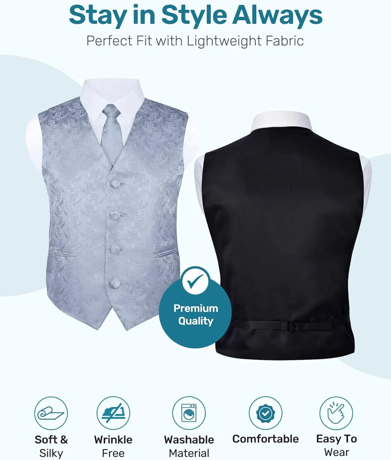 S.H. Churchill & Co. Boys 4 Piece Formal Paisley Vest and Tie Set