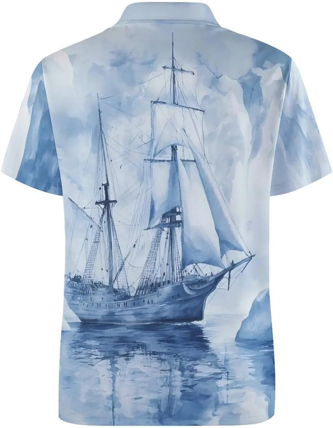 Ships in The Glacier Mens Polo Shirts Quick Dry Short Sleeve T-shirts Slim Tennis Collared Tees Tops