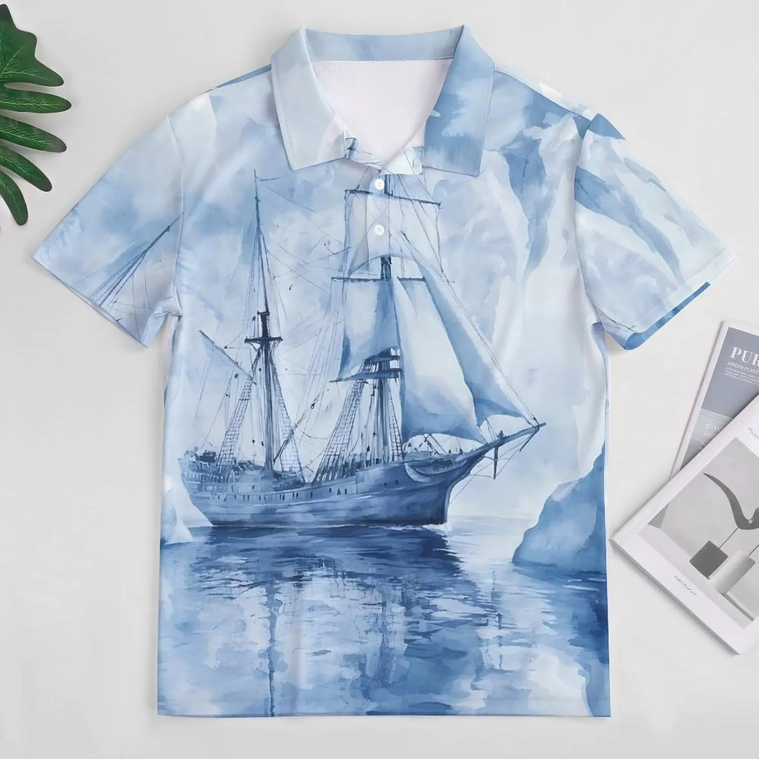 Ships in The Glacier Mens Polo Shirts Quick Dry Short Sleeve T-shirts Slim Tennis Collared Tees Tops
