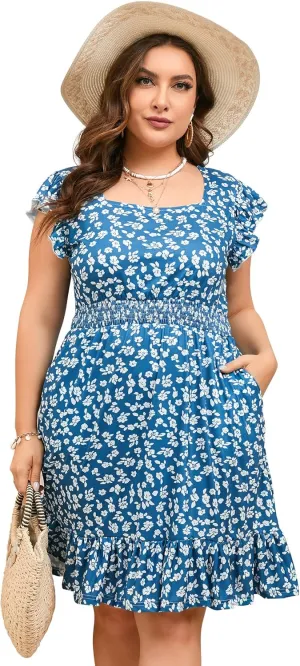 ShopWonder Womens Plus Size Summer Casual Tshirt Dresses Sleeveless Tie Dye Swing Sun Dress Beach Swimsuit Cover Ups