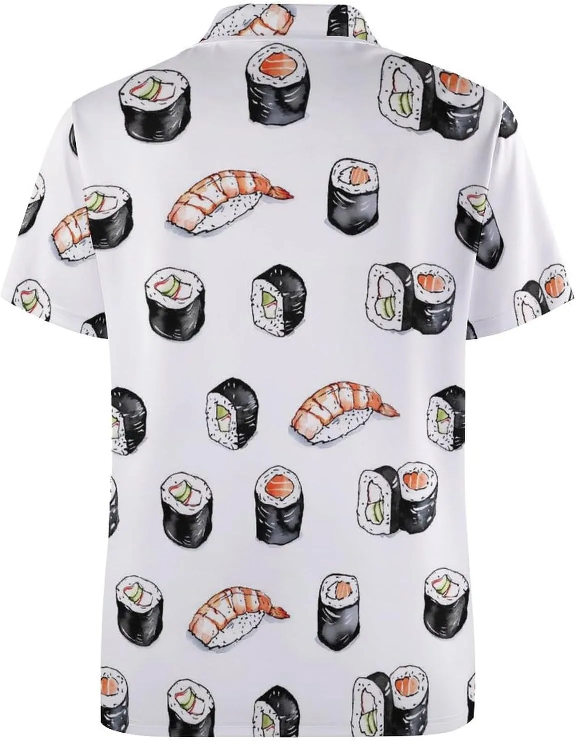 Shrimp Sushi Salmon Roll Mens Polo Shirts Quick Dry Short Sleeve T-shirts Slim Tennis Collared Tees Tops