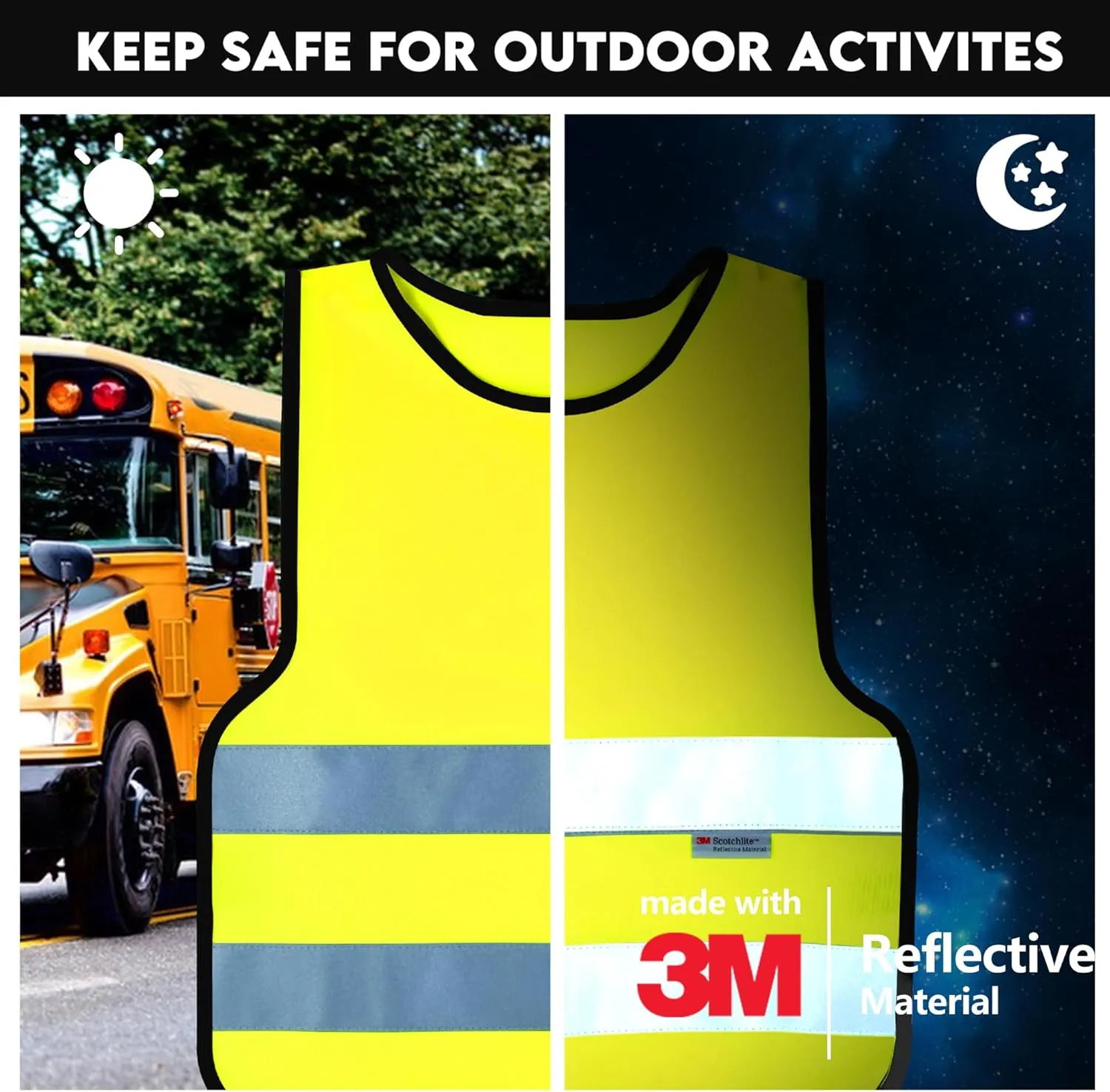 SIFE kids safety vest, made with 3m reflective material, safeguards our young adventurers