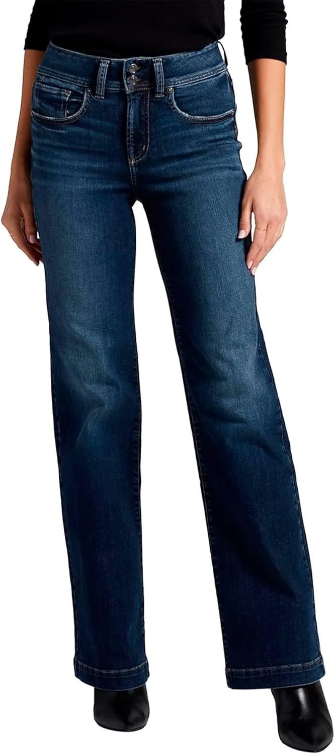 Silver Jeans Co. Womens Avery High Rise Curvy Fit Trouser Jeans