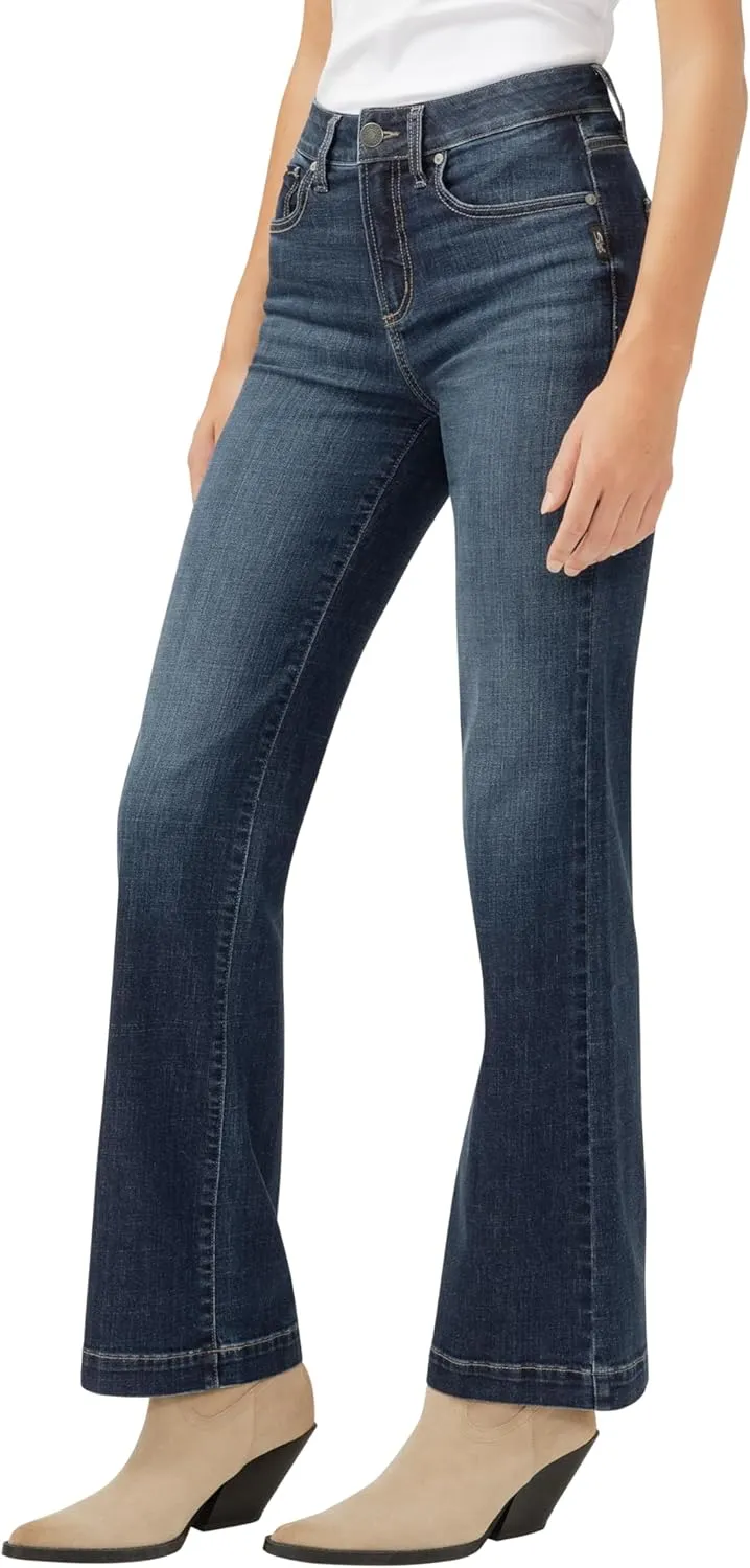 Silver Jeans Co. Womens Avery High Rise Curvy Fit Trouser Jeans