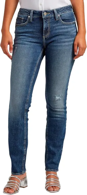 Silver Jeans Co. Women's Elyse Mid Rise Straight Leg Jeans