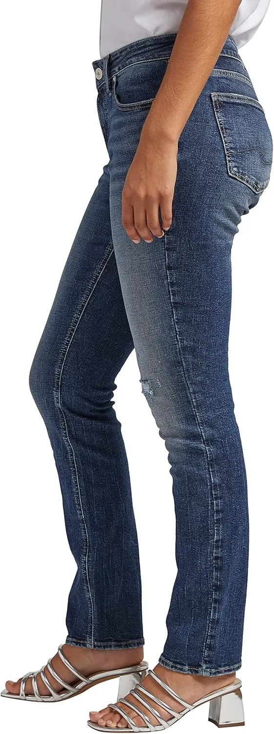 Silver Jeans Co. Women's Elyse Mid Rise Straight Leg Jeans