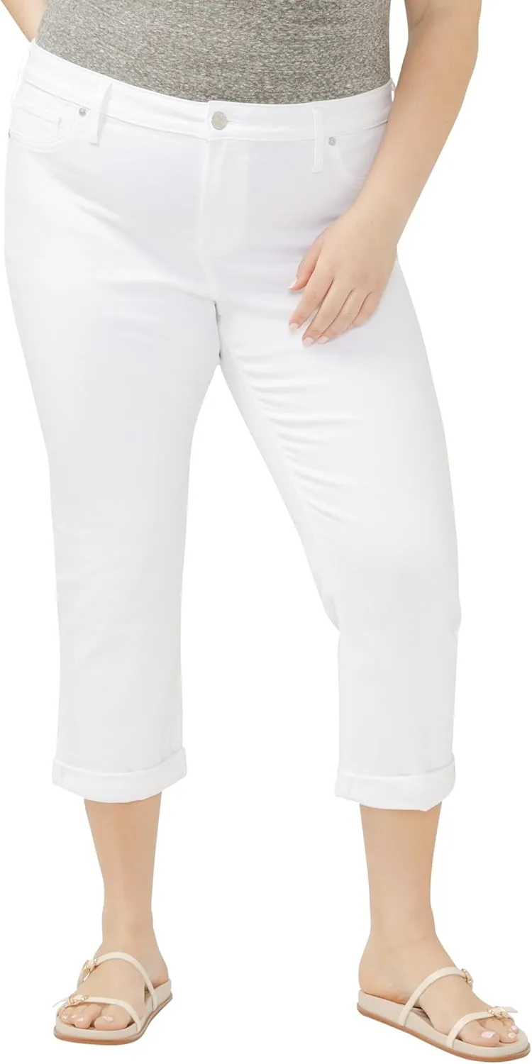 Silver Jeans Co. Women's Plus Size Elyse Mid Rise Comfort Fit Capri Jeans