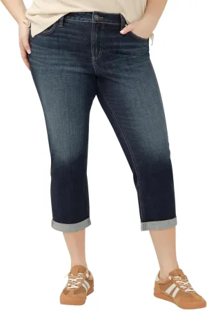 Silver Jeans Co. Women's Plus Size Elyse Mid Rise Comfort Fit Capri Jeans