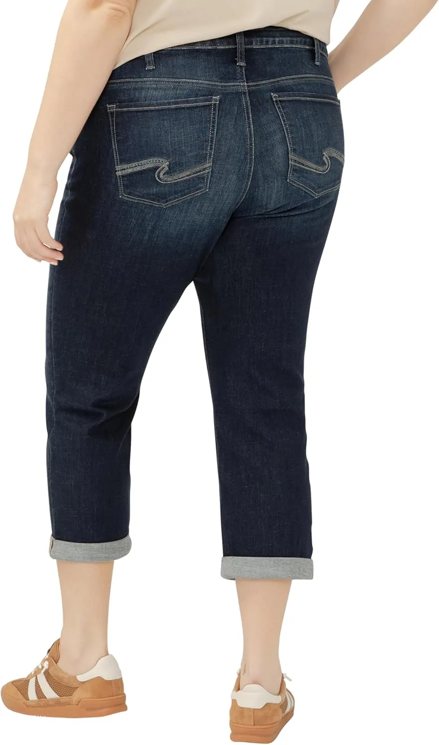 Silver Jeans Co. Women's Plus Size Elyse Mid Rise Comfort Fit Capri Jeans