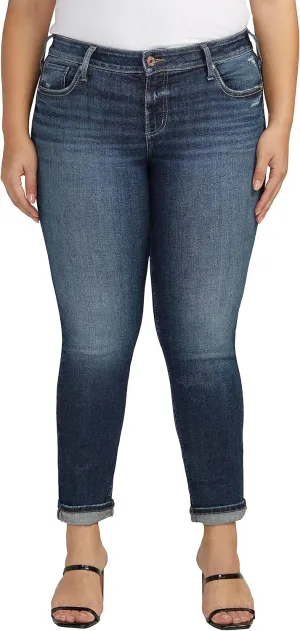 Silver Jeans Co. Women's Plus Size Girlfriend Mid Rise Slim Leg Jeans